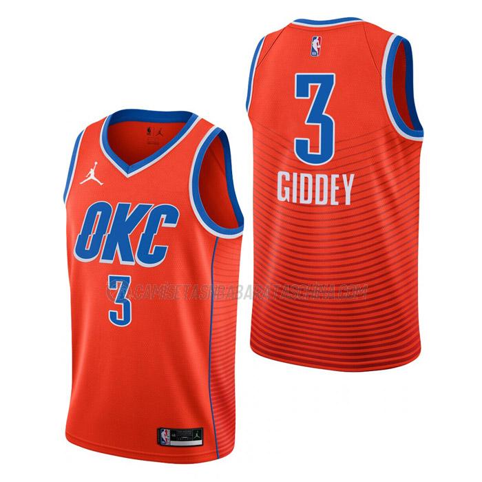 camiseta josh giddey oklahoma city thunder de 3 hombre statement edition 2023 naranja