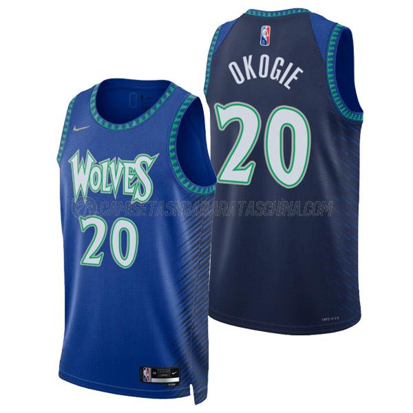 camiseta josh okogie minnesota timberwolves de 20 hombre city edition 2022 azul