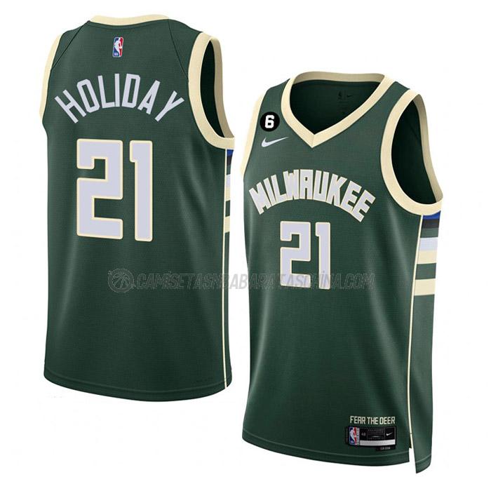 camiseta jrue holiday milwaukee bucks de 21 hombre icon edition 2023 verde