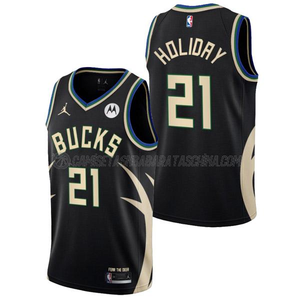 camiseta jrue holiday milwaukee bucks de 21 hombre statement edition 2023 negro