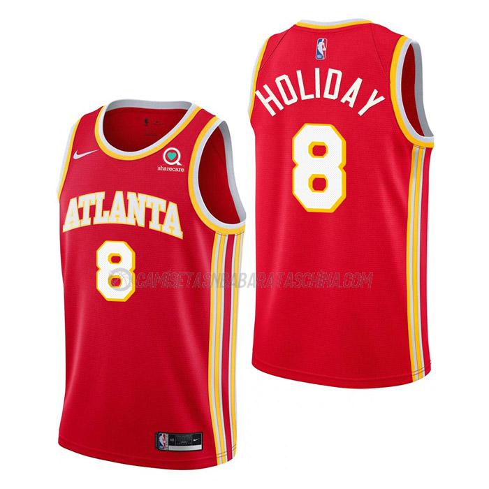 camiseta justin holiday atlanta hawks de 8 hombre icon edition 2023 rojo