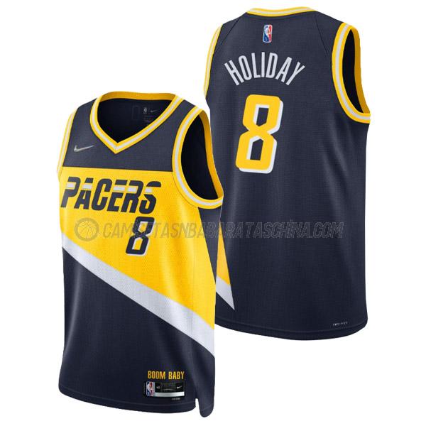 camiseta justin holiday indiana pacers de 8 hombre city edition 2022 azul marino