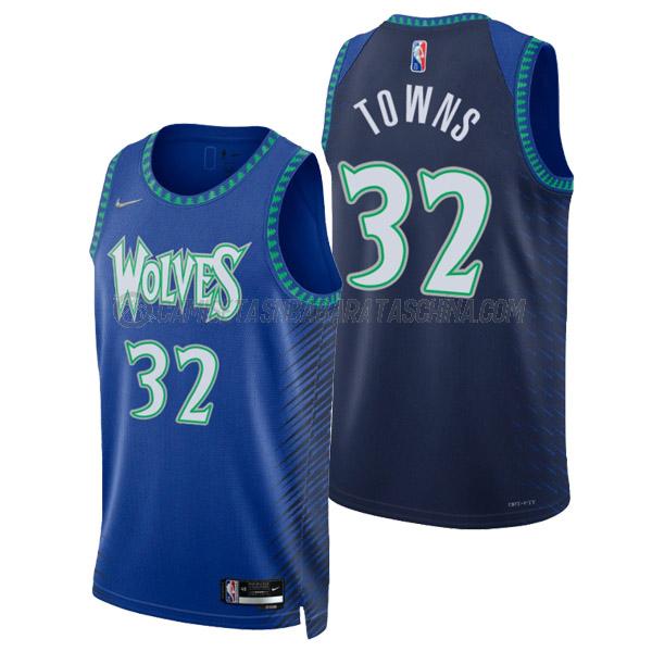 camiseta karl-anthony towns minnesota timberwolves de 32 hombre city edition 2022 azul