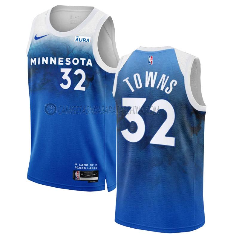 camiseta karl-anthony towns minnesota timberwolves de 32 hombre city edition 2023-24 azul