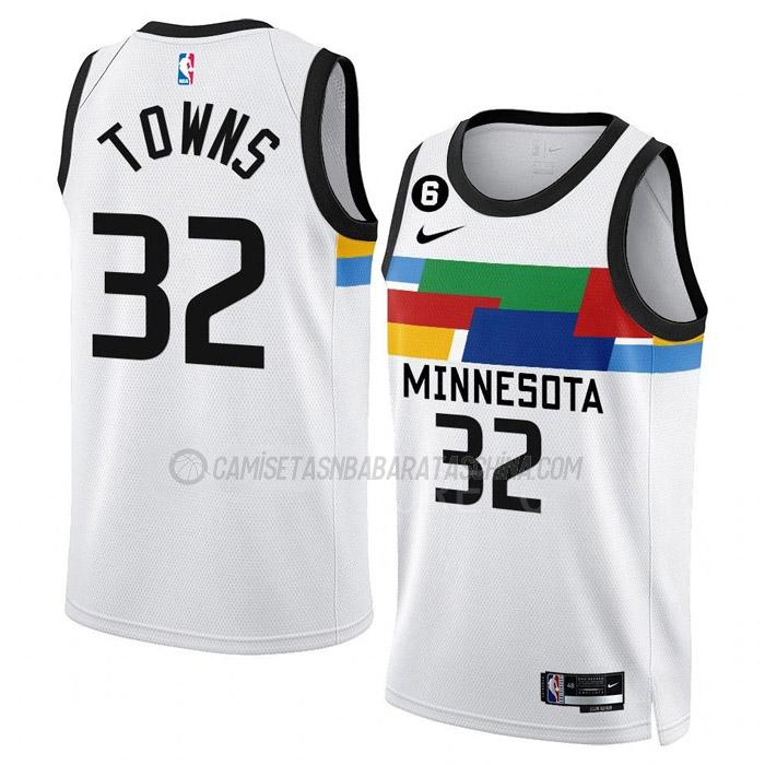 camiseta karl-anthony towns minnesota timberwolves de 32 hombre city edition 2023 blanco