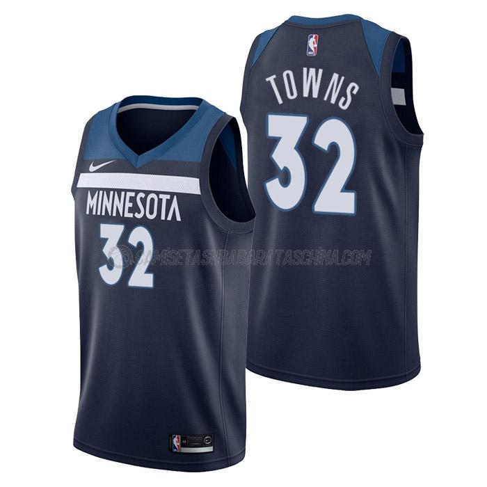 camiseta karl-anthony towns minnesota timberwolves de 32 hombre icon edition 2023 azul marino