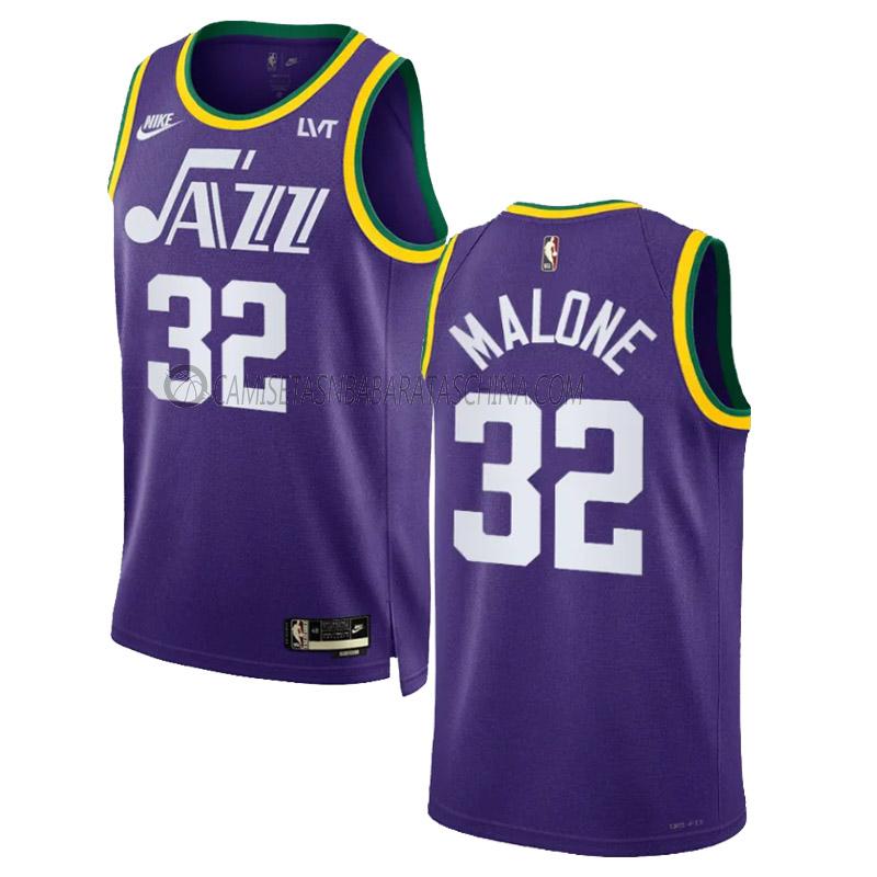 camiseta karl malone utah jazz de 32 hombre classic edition 2023-24 púrpura