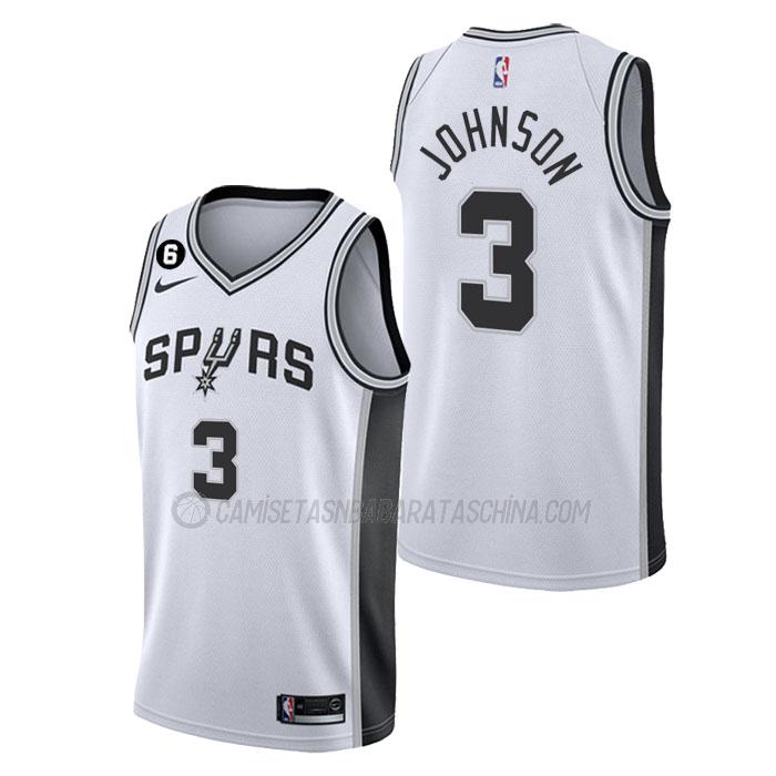 camiseta keldon johnson san antonio spurs de 3 hombre association edition 2023 blanco