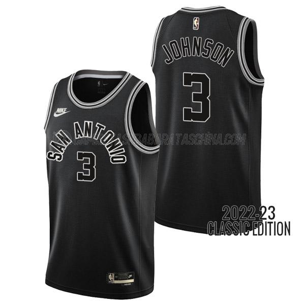 camiseta keldon johnson san antonio spurs de 3 hombre classic edition 2023 negro