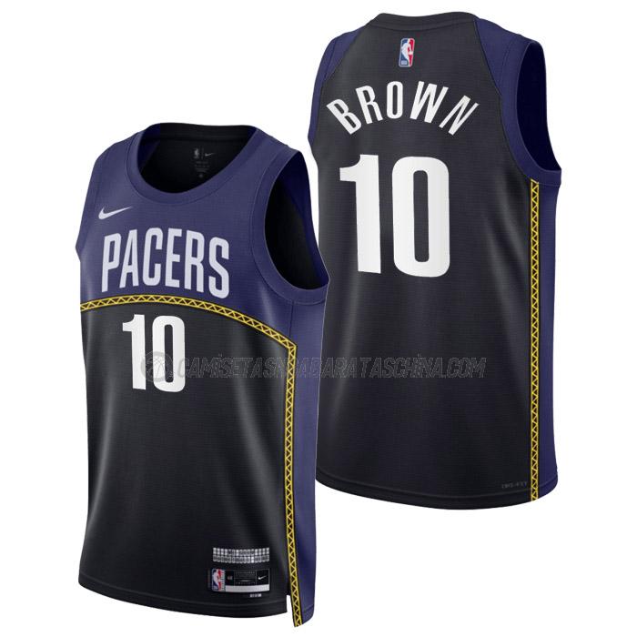 camiseta kendall brown indiana pacers de 10 hombre city edition 2023 negro