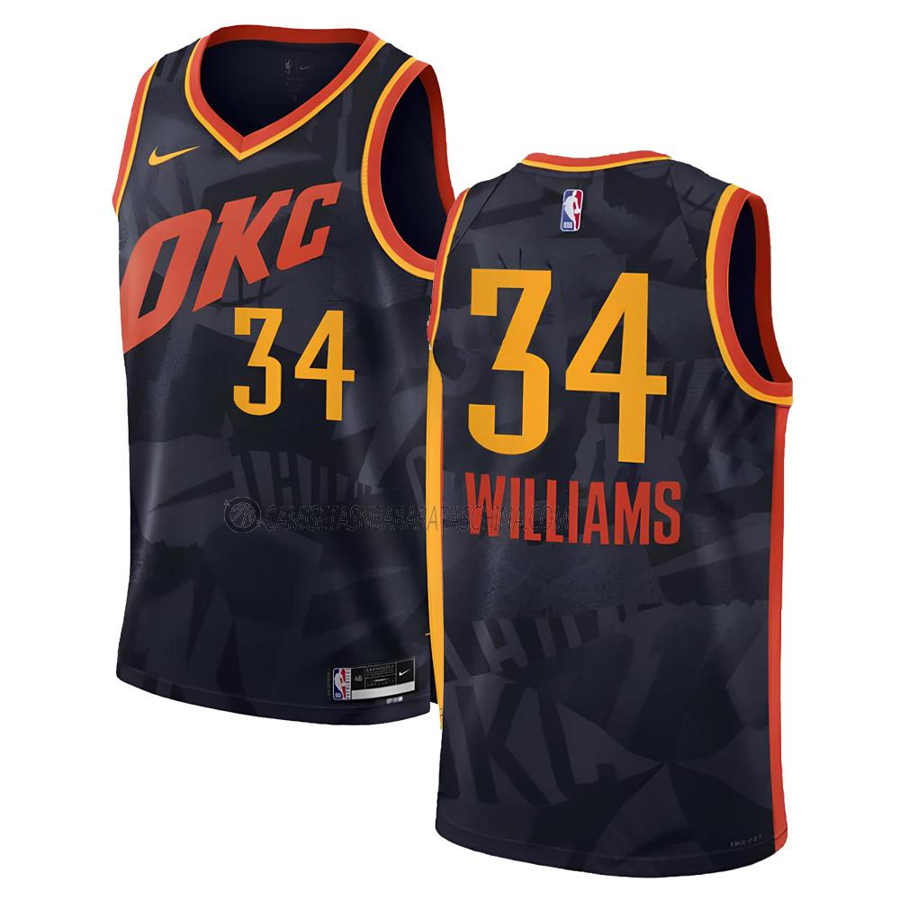 camiseta kenrich williams oklahoma city thunder de 34 hombre city edition 2023-24 negro