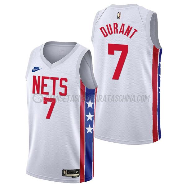 camiseta kevin durant brooklyn nets de 7 hombre classic edition 2023 blanco