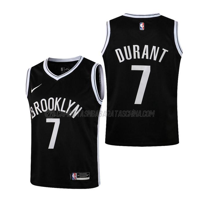 camiseta kevin durant brooklyn nets de 7 niños icon edition 2023 negro