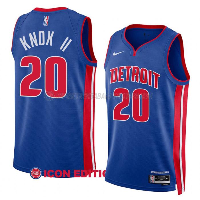 camiseta kevin knox ii detroit pistons de 20 hombre icon edition 2023 azul