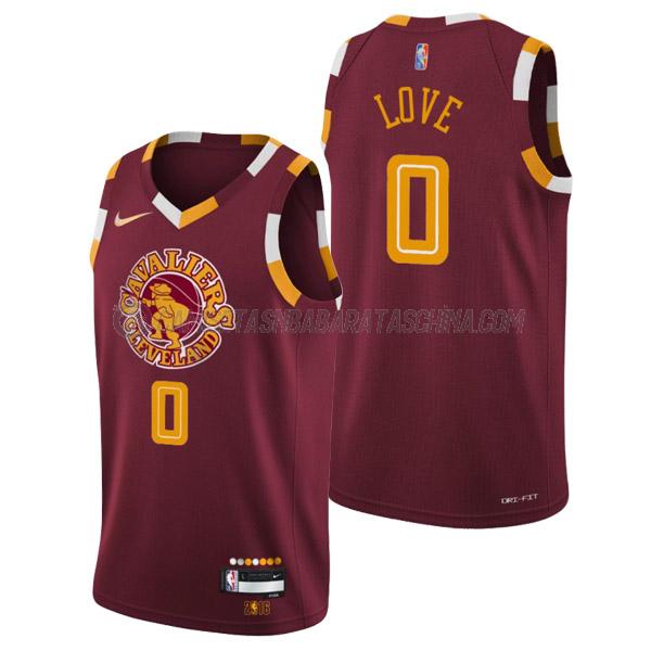 camiseta kevin love cleveland cavaliers de 0 hombre city edition 2022 rojo