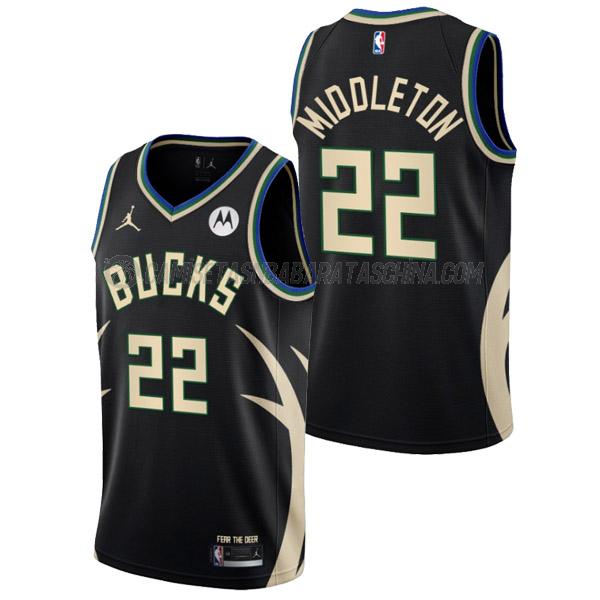 camiseta khris middleton milwaukee bucks de 22 hombre statement edition 2023 negro