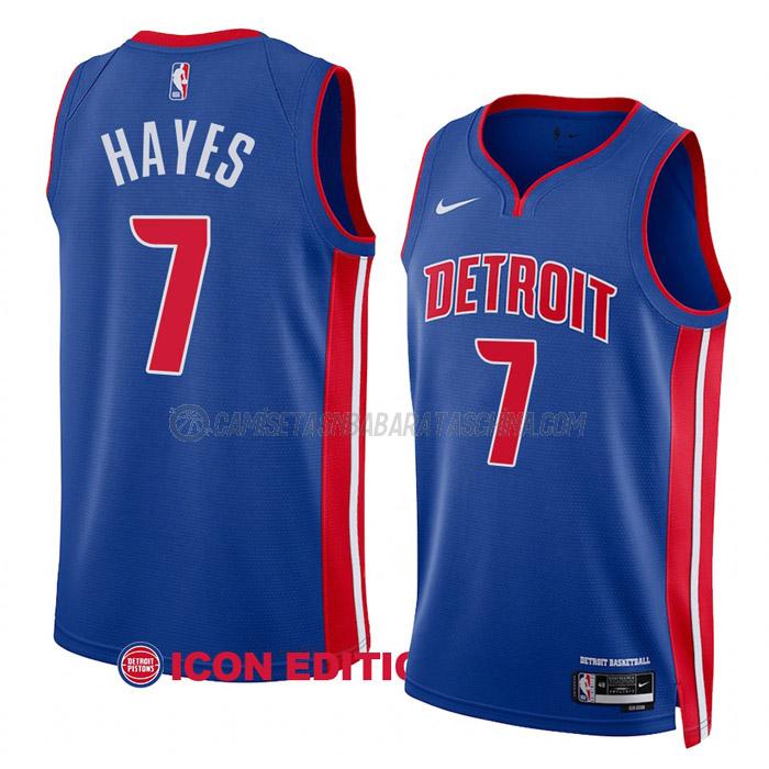 camiseta killian hayes detroit pistons de 7 hombre icon edition 2023 azul