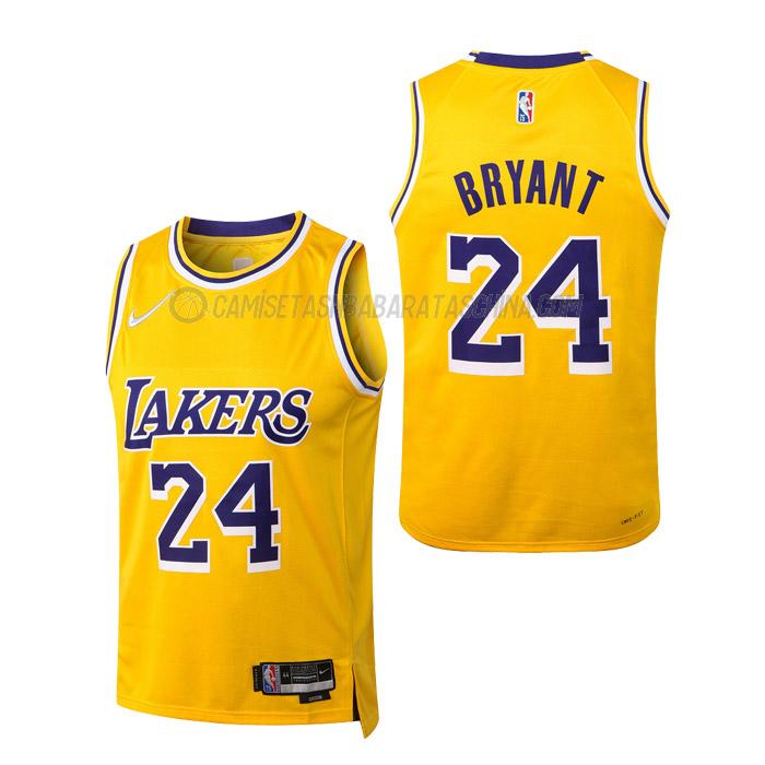 camiseta kobe bryant los angeles lakers de 24 niños icon edition 2022 amarillo