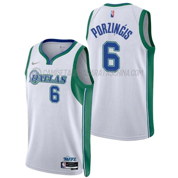 camiseta kristaps porzingis dallas mavericks de 6 hombre city edition 2022 blanco