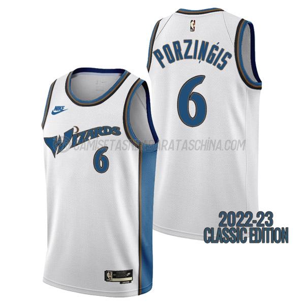 camiseta kristaps porzingis washington wizards de 6 hombre classic edition 2023 blanco