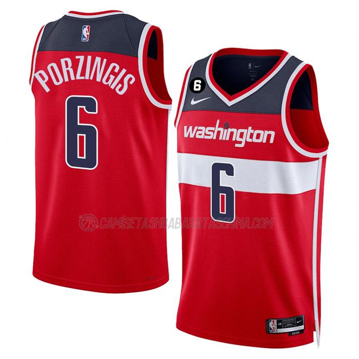 camiseta kristaps porzingis washington wizards de 6 hombre icon edition 2023 rojo