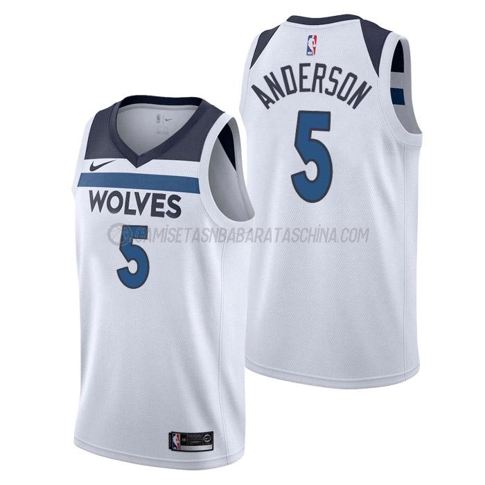 camiseta kyle anderson minnesota timberwolves de 5 hombre association edition 2023 blanco