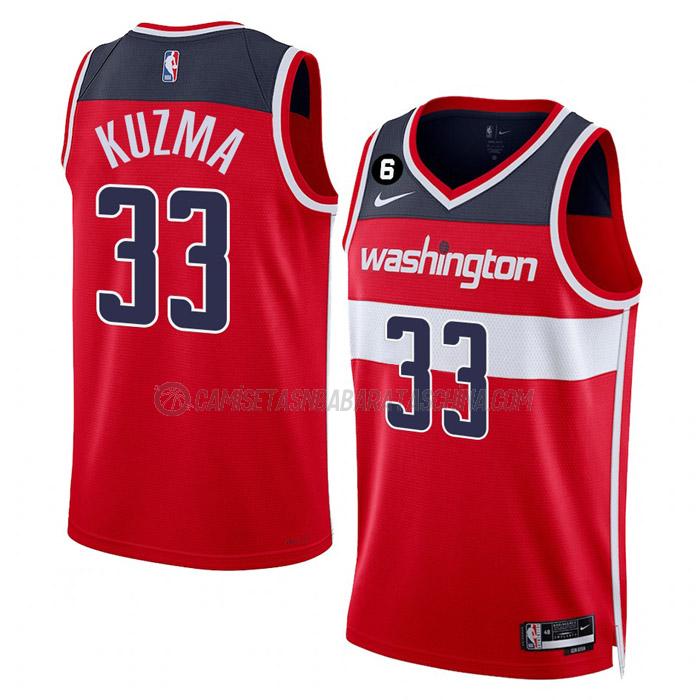 camiseta kyle kuzma washington wizards de 33 hombre icon edition 2023 rojo