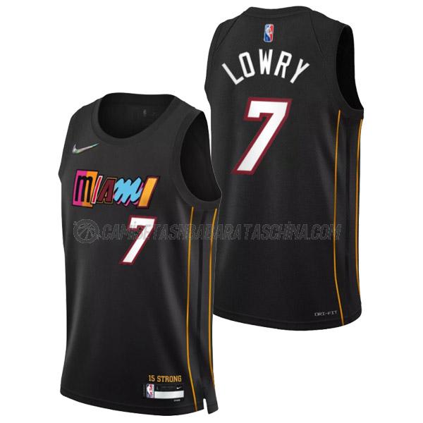 camiseta kyle lowry miami heat de 7 hombre city edition 2022 negro