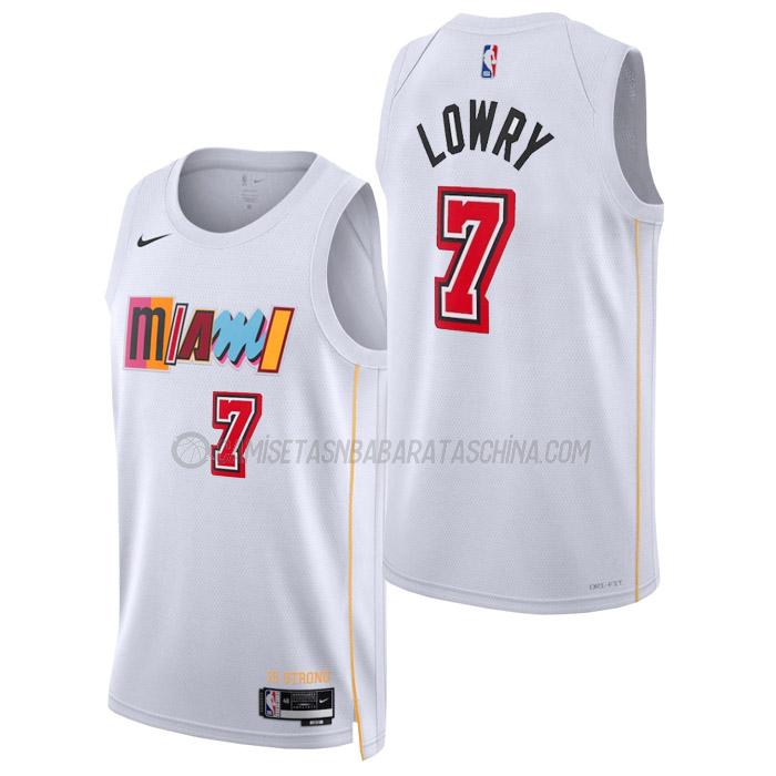 camiseta kyle lowry miami heat de 7 hombre city edition 2023 blanco