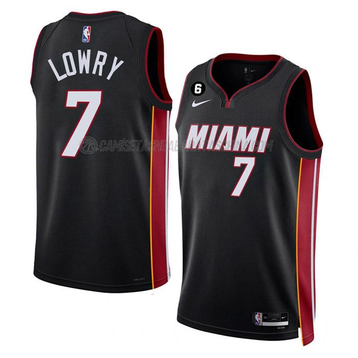 camiseta kyle lowry miami heat de 7 hombre icon edition 2023 negro