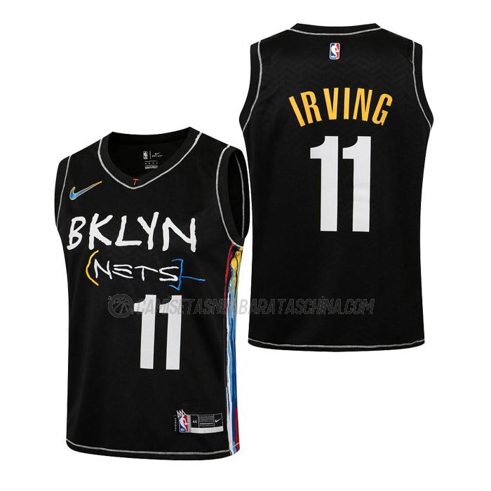 camiseta kyrie irving brooklyn nets de 11 niños city edition 2021 negro