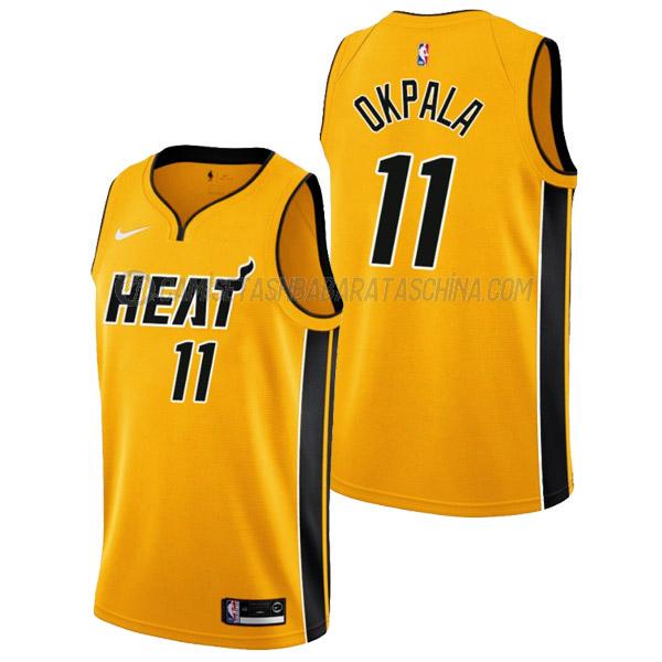 camiseta kz okpala miami heat de 11 hombre earned edition 2022 amarillo