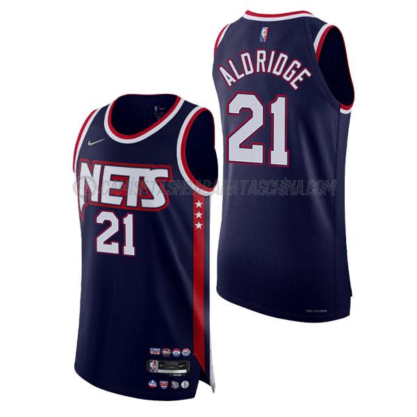 camiseta lamarcus aldridge brooklyn nets de 21 hombre city edition 2022 azul marino