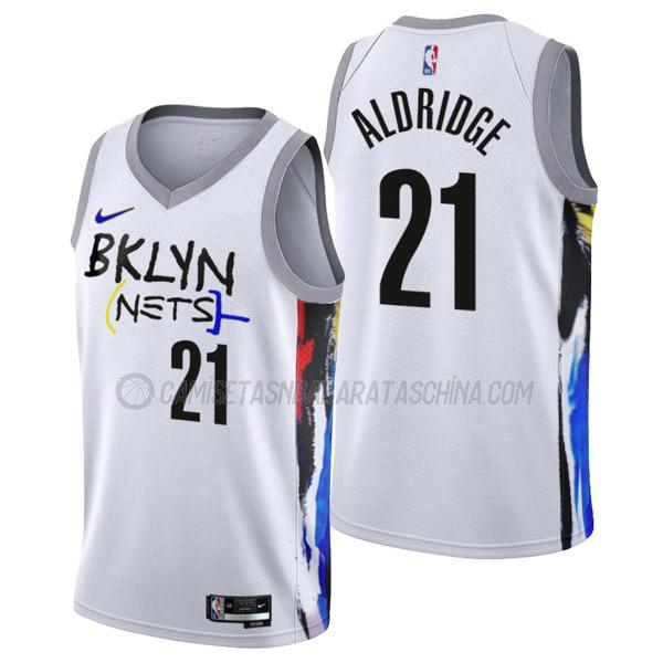 camiseta lamarcus aldridge brooklyn nets de 21 hombre city edition 2023 blanco