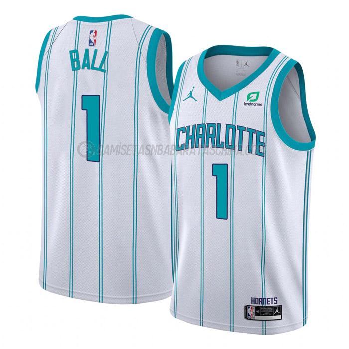 camiseta lamelo ball charlotte hornets de 1 hombre association edition 2023 blanco