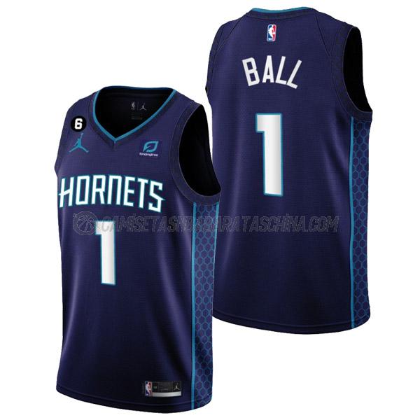 camiseta lamelo ball charlotte hornets de 1 hombre statement edition 2023 púrpura