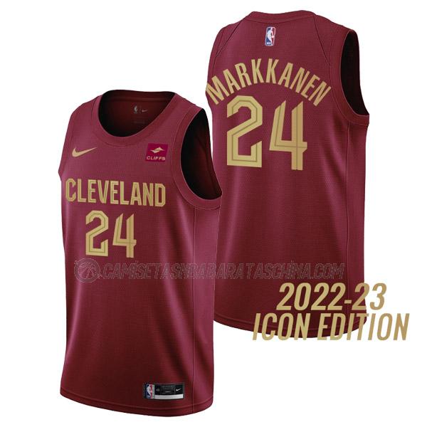 camiseta lauri markkanen cleveland cavaliers de 24 hombre icon edition 2023 rojo