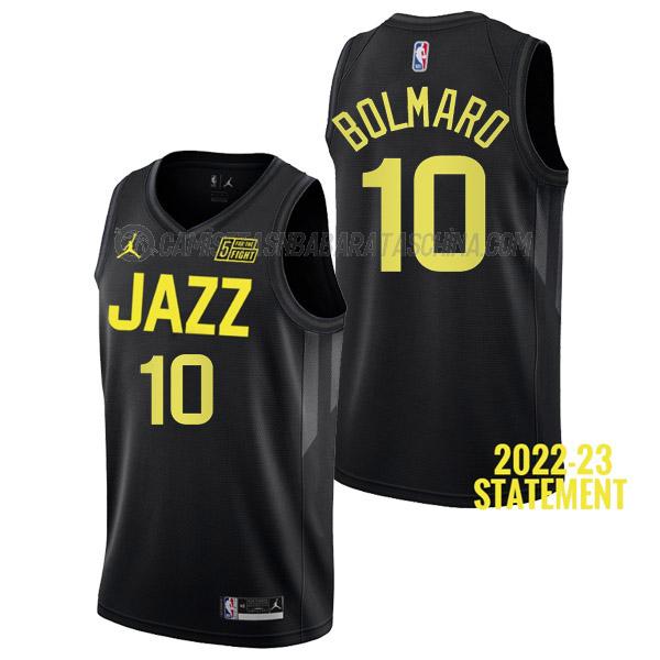 camiseta leandro bolmaro utah jazz de 10 hombre statement edition 2023 negro