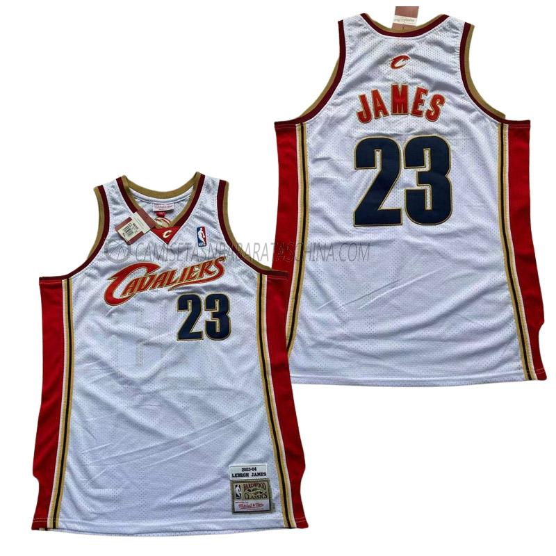 camiseta lebron james cleveland cavaliers de 23 hombre retro blanco