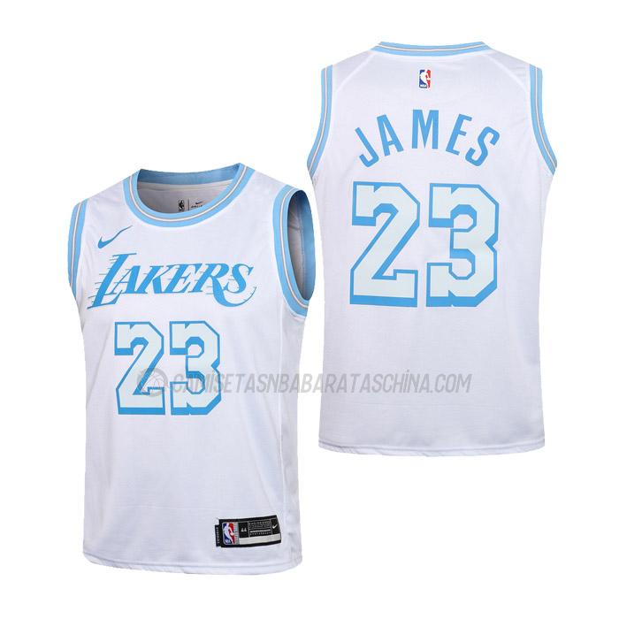 camiseta lebron james los angeles lakers de 23 niños city edition 2021 blanco