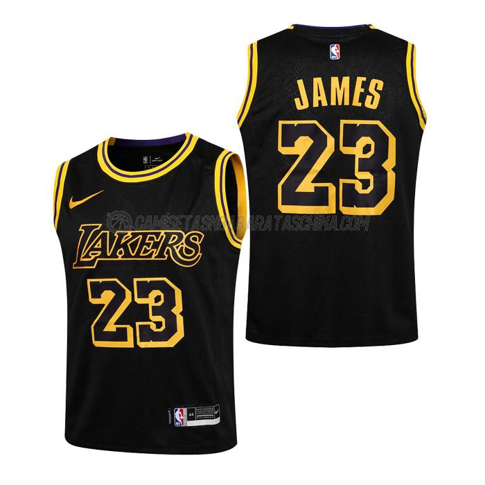 camiseta lebron james los angeles lakers de 23 niños earned edition 2021 negro