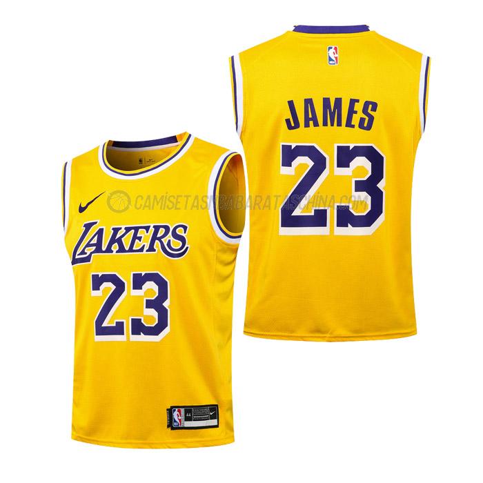 camiseta lebron james los angeles lakers de 23 niños icon edition 2021 amarillo