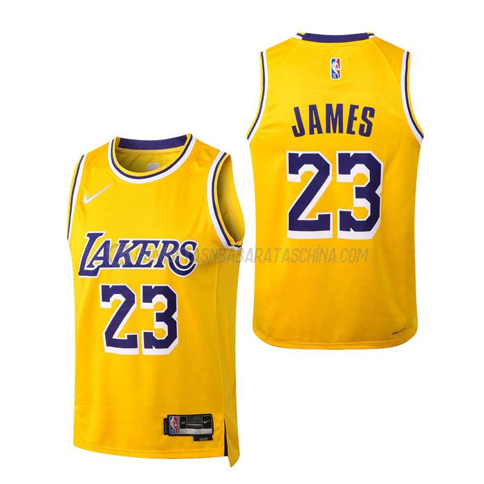 camiseta lebron james los angeles lakers de 23 niños icon edition 2022 amarillo