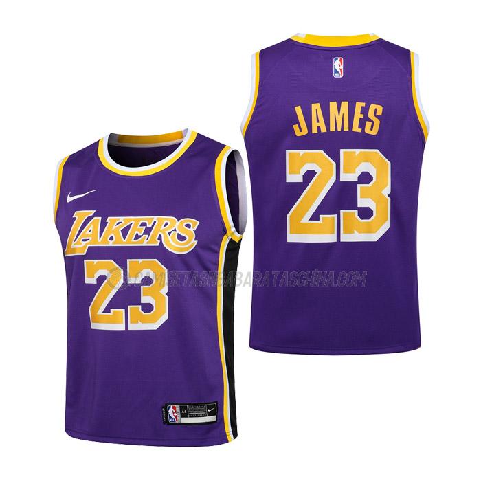 camiseta lebron james los angeles lakers de 23 niños statement edition 2020 púrpura