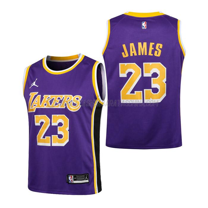 camiseta lebron james los angeles lakers de 23 niños statement edition 2021 púrpura