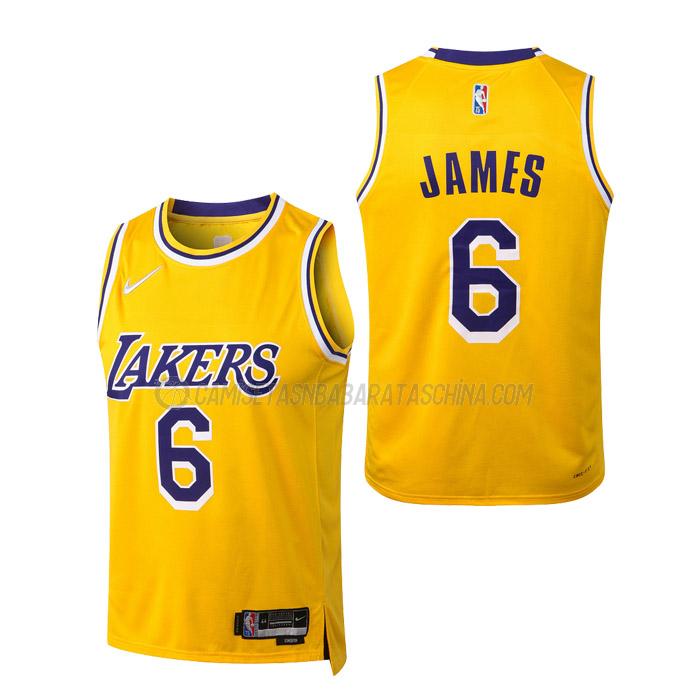 camiseta lebron james los angeles lakers de 6 niños icon edition 2022 amarillo