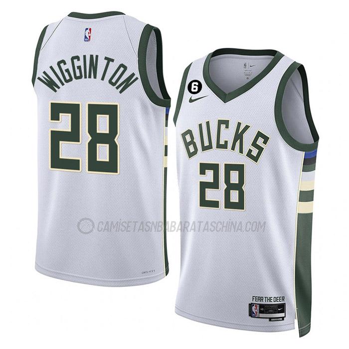 camiseta lindell wigginton milwaukee bucks de 28 hombre association edition 2023 blanco