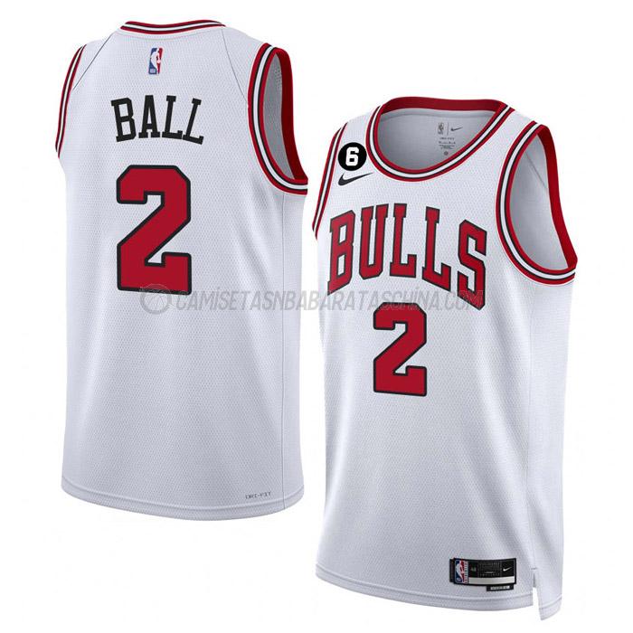 camiseta lonzo ball chicago bulls de 2 hombre association edition 2023 blanco