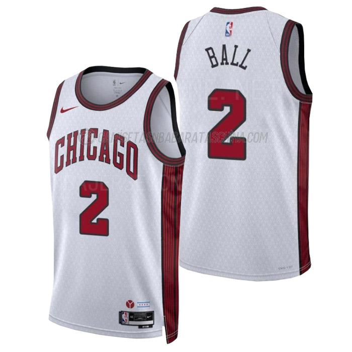 camiseta lonzo ball chicago bulls de 2 hombre city edition 2023 blanco