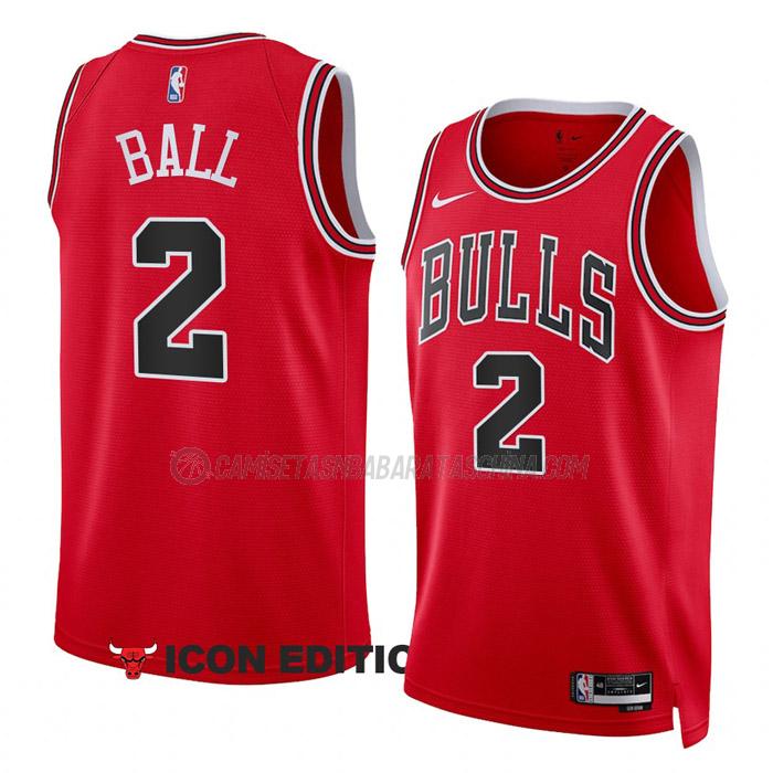 camiseta lonzo ball chicago bulls de 2 hombre icon edition 2023 rojo